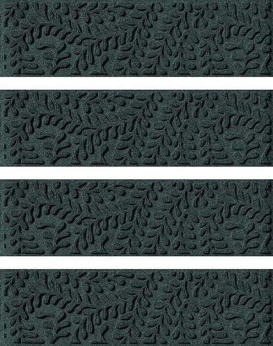 Waterhog Stair Treads, Set of 4, 8-1/2 X 30 Inches, Made in USA, Durable and Decorative Floor Covering, Indoor/Outdoor, Water-Trapping, Boxwood Collection, Evergreen
