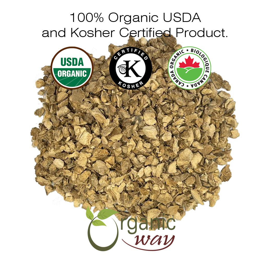 Ginger Root Cut & Sifted (Zingiber Officinale) - Herbal Tea | Kosher & USDA Certified | Vegan, Non-Gmo & Gluten Free | Tested for Heavy Metal and Purity | 100% Raw from India (1LBS / 16Oz) TLBH