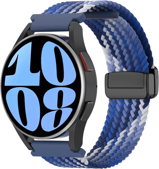 Braided Solo Loop Compatible with Samsung Galaxy Watch 6 5 4 Band 40Mm 44Mm/6 Classic 43Mm 47Mm/5 Pro 45Mm/4 Classic 42Mm 46Mm/3 41Mm/Active 2, 20Mm Stretchy Sport Band, Colorful Blue