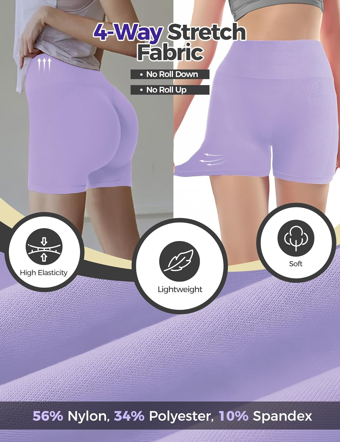 Gym Shorts Women, Seamless Yoga Workout Shorts, High-Waisted Scrunch Butt Booty Lifting Athletic Running Shorts
