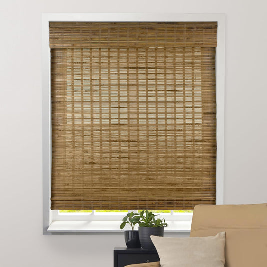 Sheer Bamboo Roman Shades with Valance - Dali Native, 33.5" W X 60" H - Light Filtering Cordless Blinds for Interior Windows - Real Natural Bamboo Material - Mounting Hardware Included