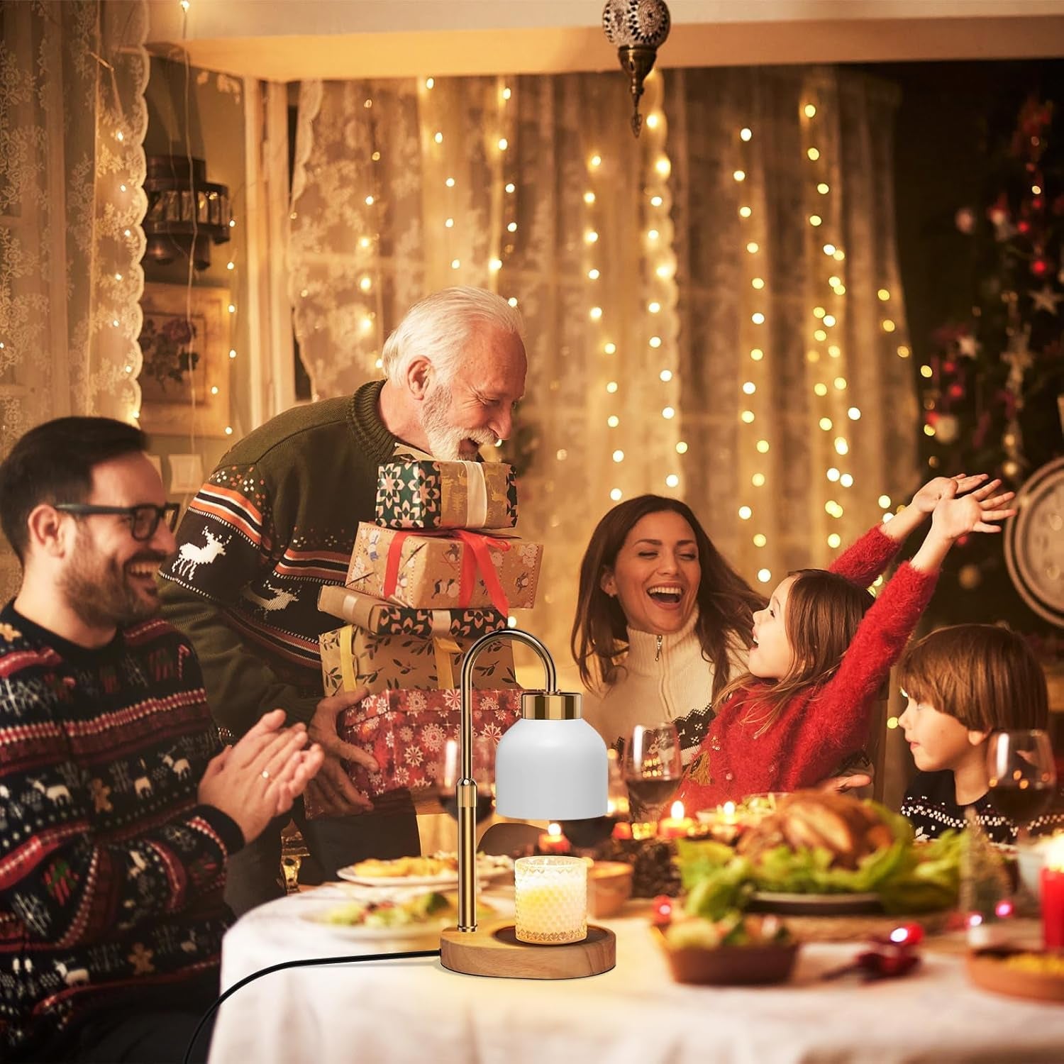 Candle Warmer Lamp, with Timer Dimmer and 2 Bulbs, Height and Brightness Adjustable, Modern Electric Wax Warmer for Women Mom, Best Birthday and House Warming Gift for New Home Decor