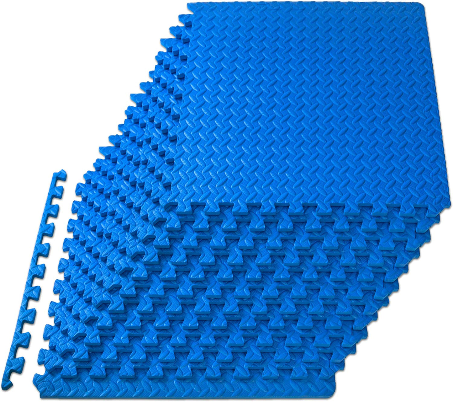 Puzzle Exercise Mat ½ In, EVA Interlocking Foam Floor Tiles for Home Gym, Mat for Home Workout Equipment, Floor Padding for Kids, Black, 24 in X 24 in X ½ In, 48 Sq Ft - 12 Tiles