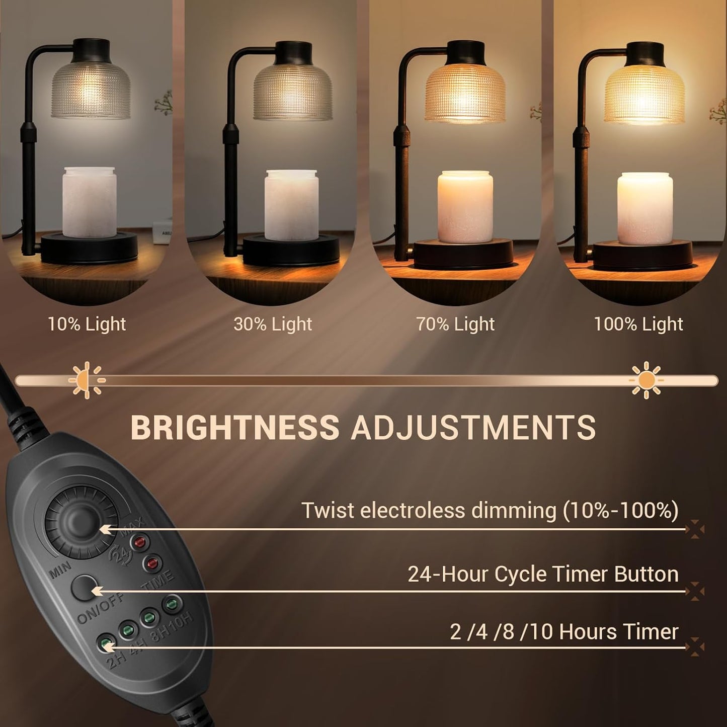 Candle Warmer Lamp with Timer: Adjustable Height Dimmable Candle Warmer 24-Hour Cycle Timer for Mom Home Decor House Warming Gifts New Home