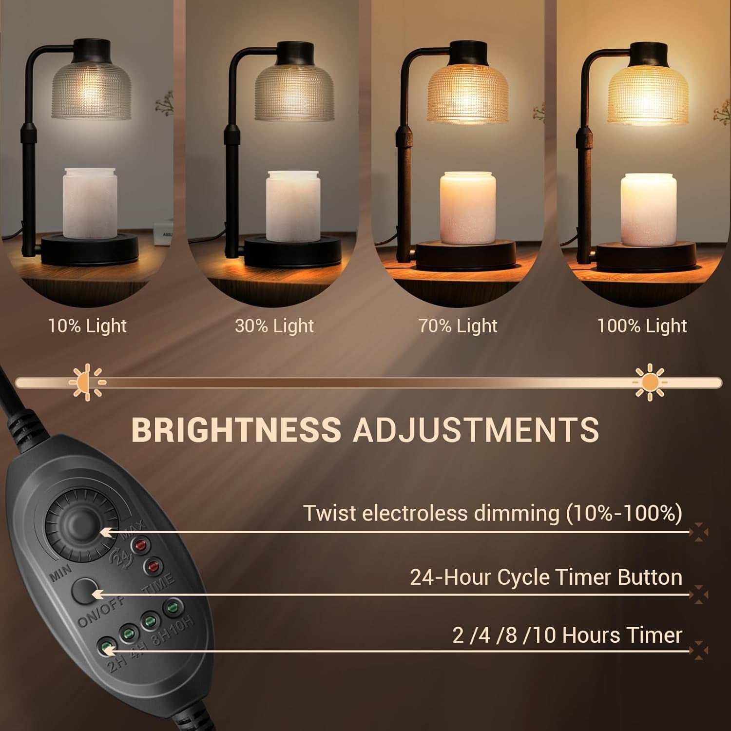 Candle Warmer Lamp with Timer: Adjustable Height Dimmable Candle Warmer 24-Hour Cycle Timer for Mom Home Decor House Warming Gifts New Home