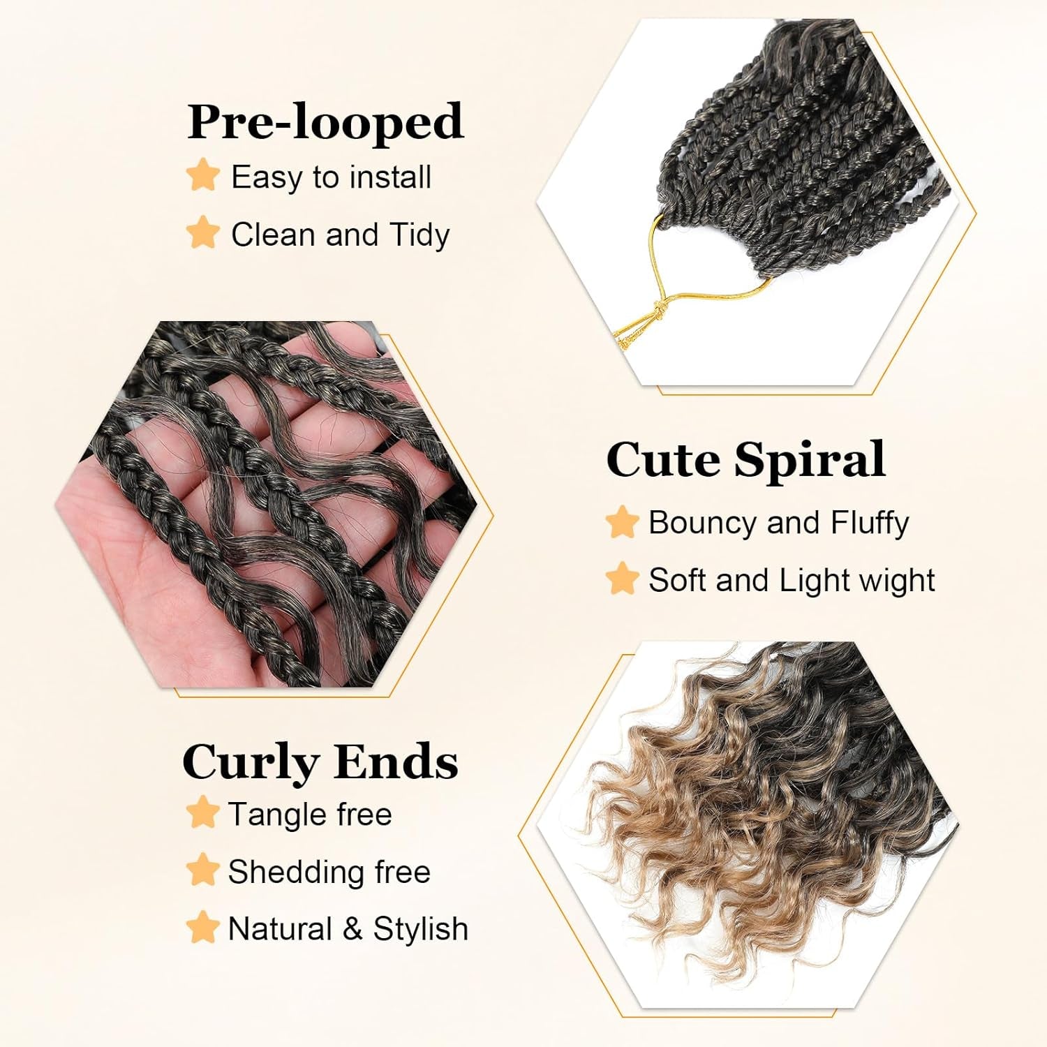 Goddess Box Braids Crochet Hair 10 Inch Boho Crochet Box Braids with Curly Ends, 9 Packs Bohomian Box Braids Crochet Hair for Black Women Pre Looped Box Braids Crochet Hair (10Inch 9 Packs,T27)