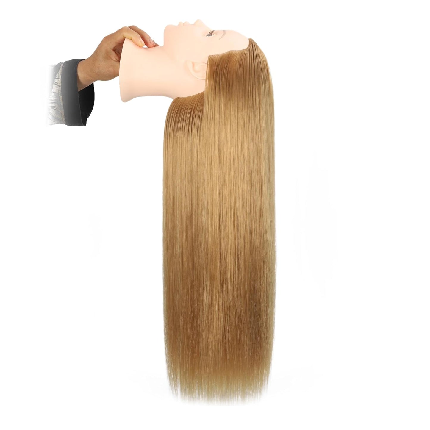 26"-28" Mannequin Head Hair Styling Mannequin Head for Hair Styling and Free Table Stand Training Head Manikin Cosmetology Doll Head with Long Fiber Hair Hairdresser Practice Head for Stylist