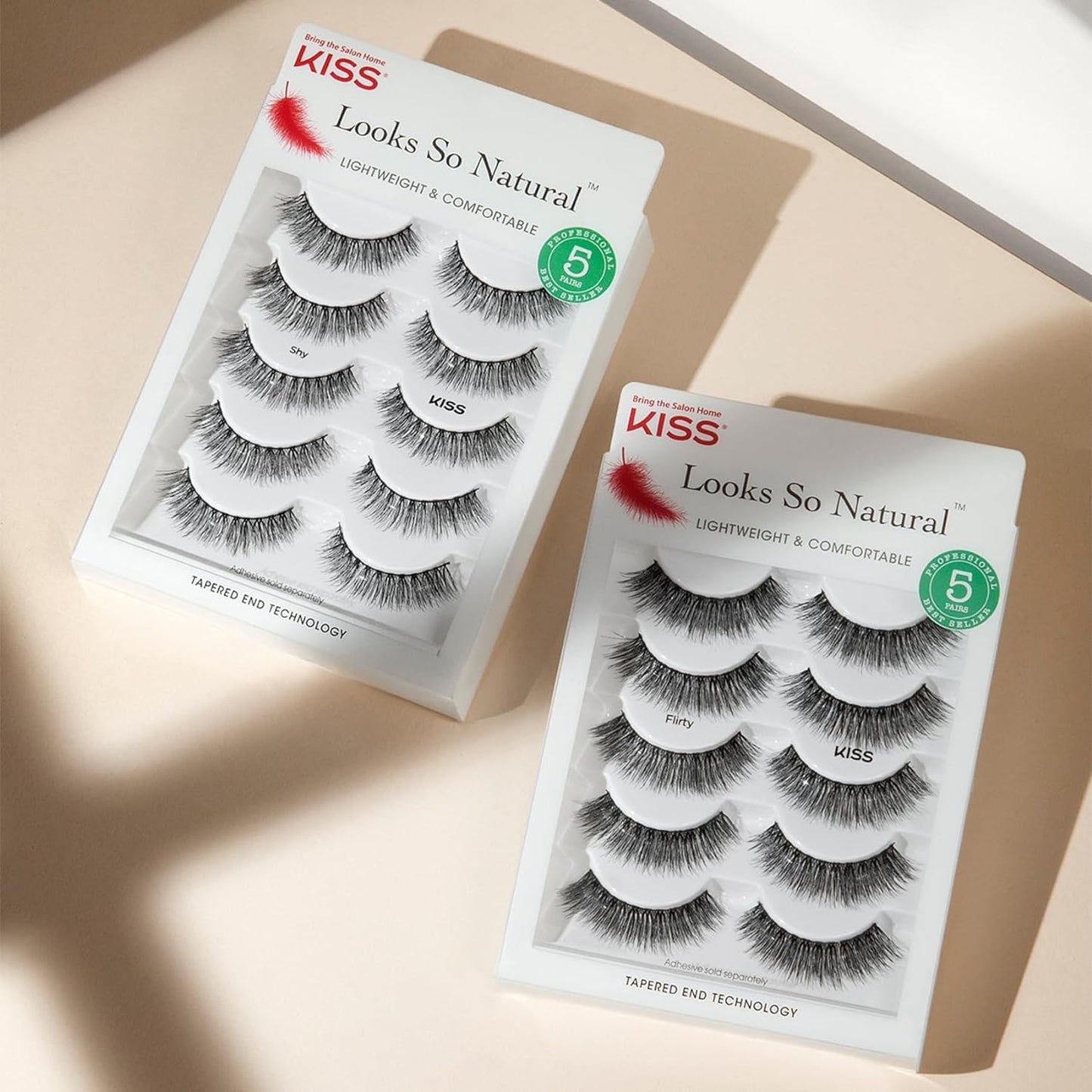 Looks so Natural, False Eyelashes, 'Shy', 12 Mm, Includes 5 Pairs of Lashes, Contact Lens Friendly, Easy to Apply, Reusable Strip Lashes, Glue On