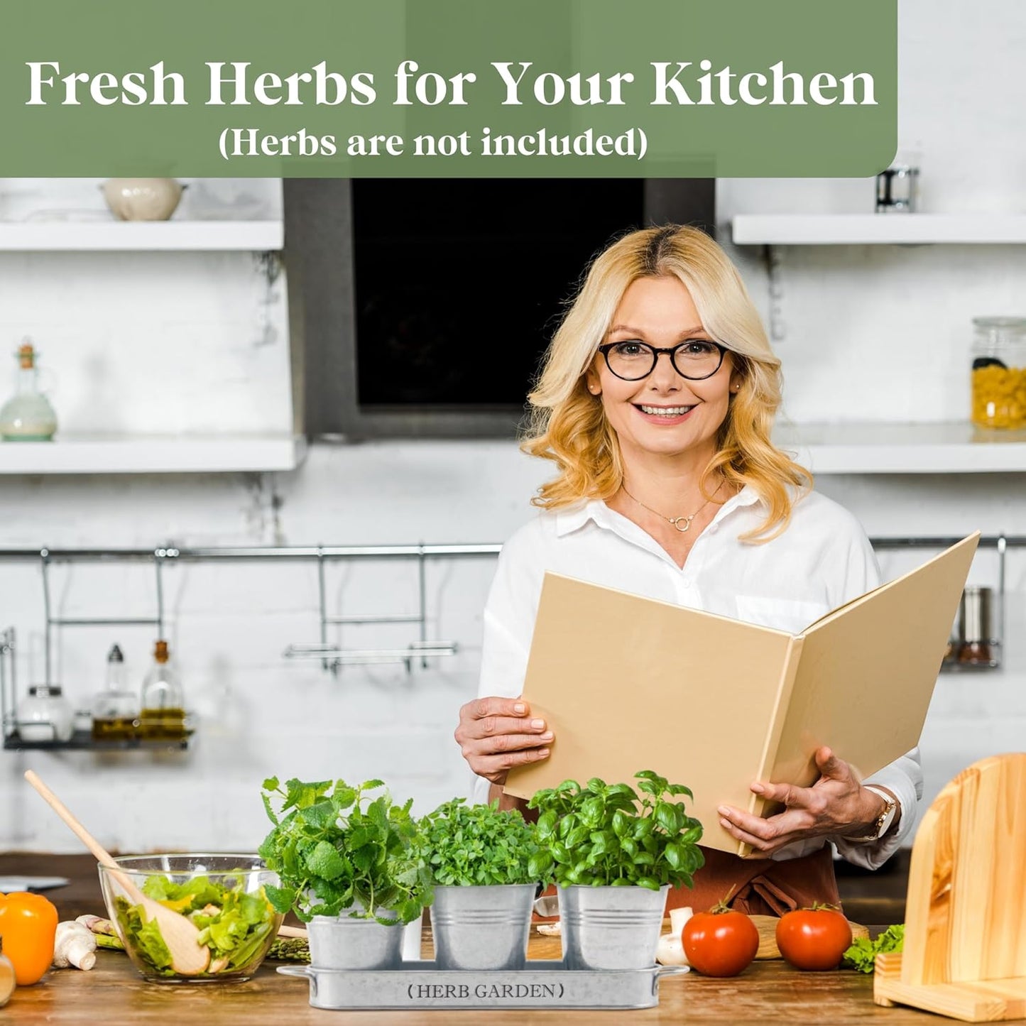 Indoor Herb Garden, Herb Garden Planter for Indoor/Outdoor, Farmhouse Plant Pots, Windowsill Herb Garden with Tray(Planter Only) Window Pots