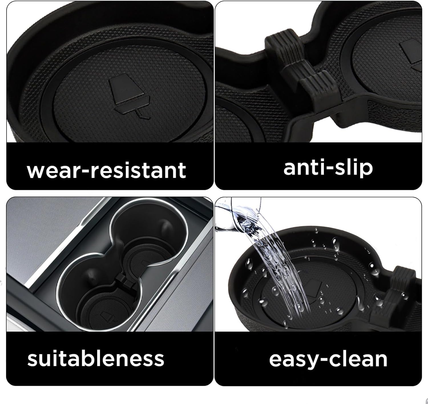 Cup Holder for Tesla 2024 Model 3 Highland Center Console Accessories Slot Slip Limit Clip Water Cup Holder Coaster Insert TPE