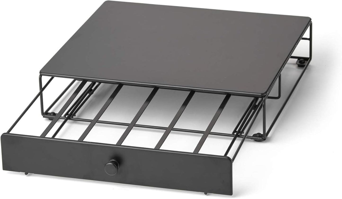 Nifty Coffee Pod Drawer – Compatible with K-Cups, 36 Pod Pack Holder, Non-Rolling, Compact under Coffee Pot Storage Sliding Drawer, Home Kitchen Counter Organizer, Black