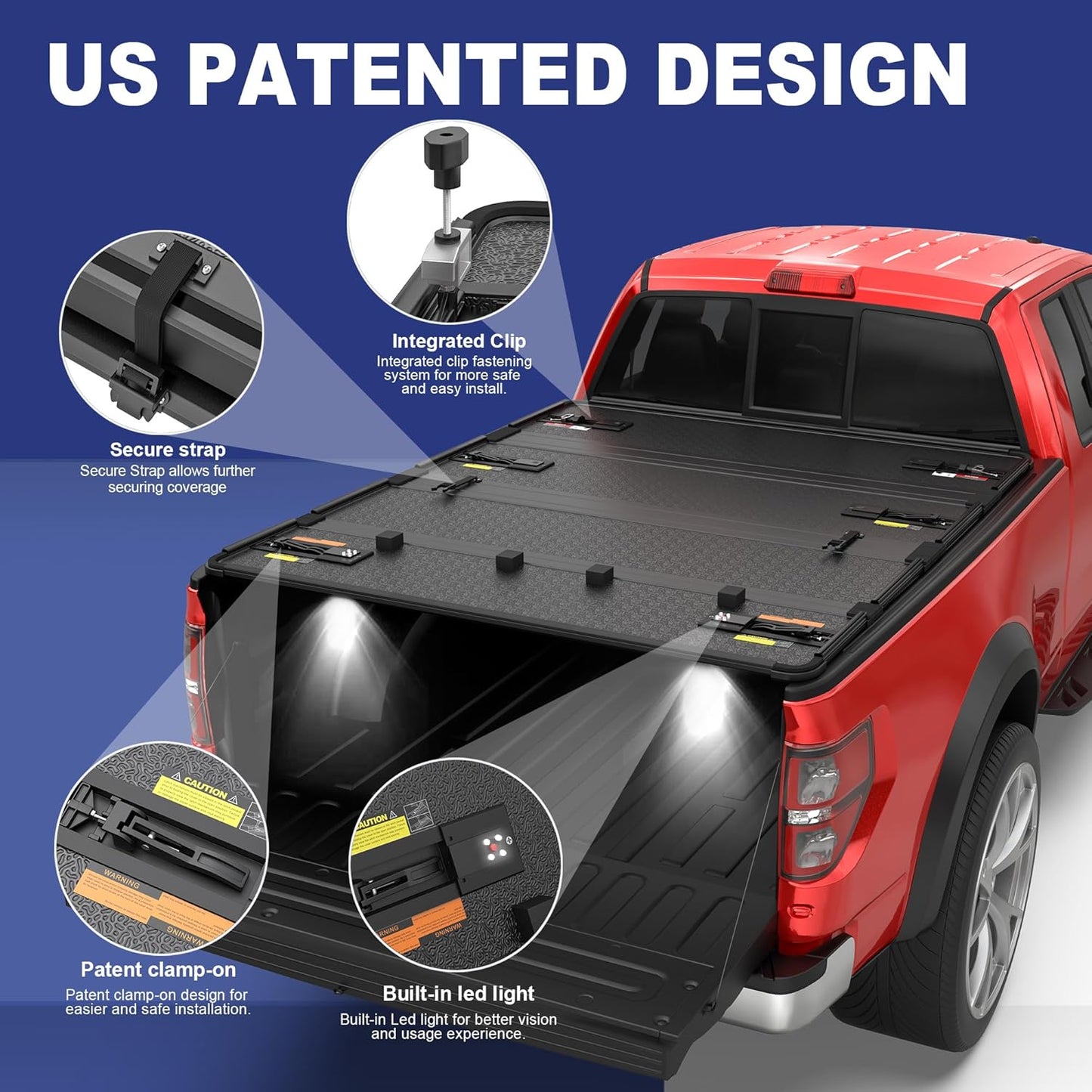 Quad Fold Hard Truck Bed Tonneau Cover Compatible with 2009-2014 Ford F150 F-150 (Excl. Raptor Series) Styleside 5.5 FT-66 Inch Aluminum Bed