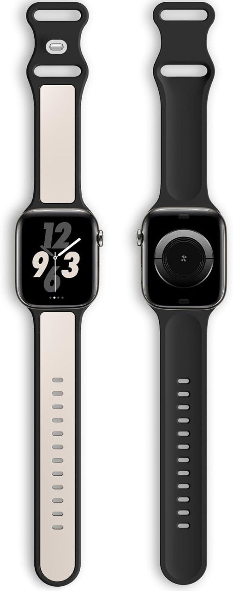 Two-Toned Dual Color Bands Compatible with Apple Watch 38Mm 40Mm 41Mm 42Mm 44Mm 45Mm 49Mm, Replacement Soft Silicone Sport Strap for Iwatch Series 9/8/7/6/5/4/3/2/1 Ultra/Ultra 2 SE Women Men