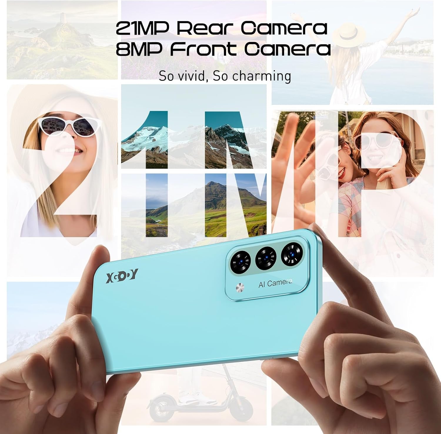 Unlock Phone Mate 60,6.79 Inch HD+ Screen Smartphone,4G Dual SIM Cheap Mobile Phones 4GB+ 128GB Expanded 512G 5280Mah 21MP Camera T-Mobile Android Phone with Finger&Face Unlock Tech Blue