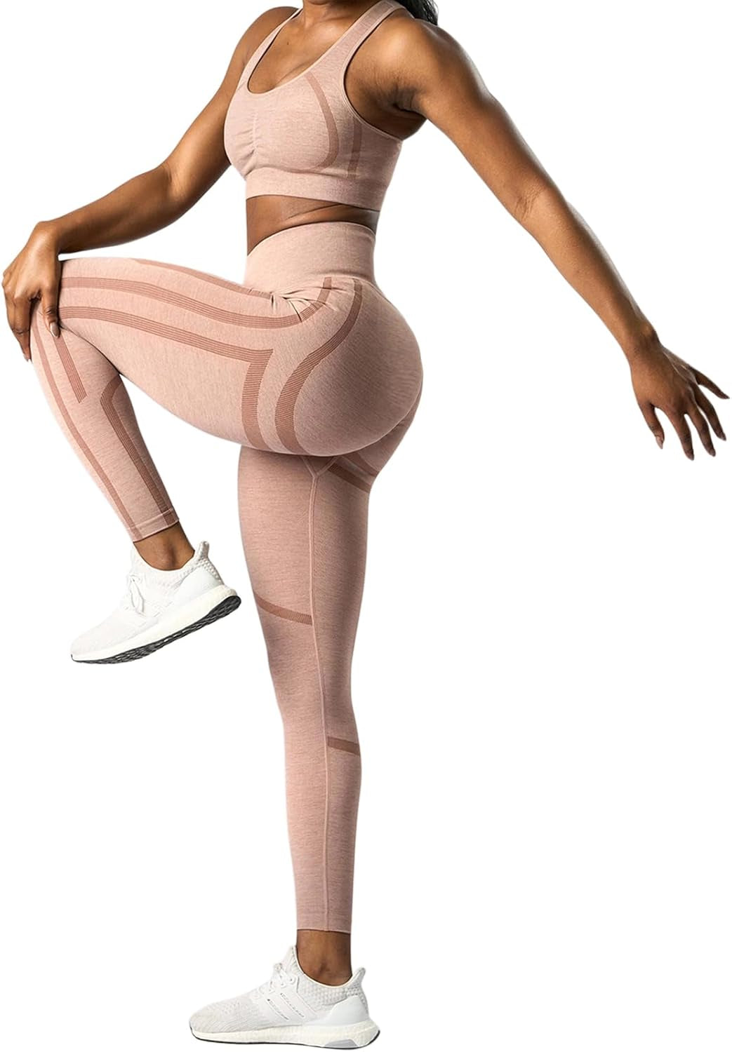 Scrunch Butt Lifting Seamless Leggings for Women High Waisted Tummy Control Striped Workout Pants