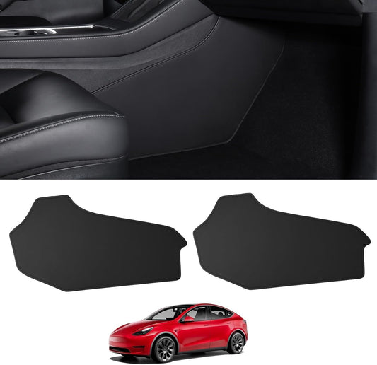 2024 Upgrade Center Console Side Anti-Kick Mats for Tesla Model Y 2020 2021 2022 2023 2024 Waterproof & Dust Resistant Protector Cover Leather Pad Model Y Interior Accessories 2PCS