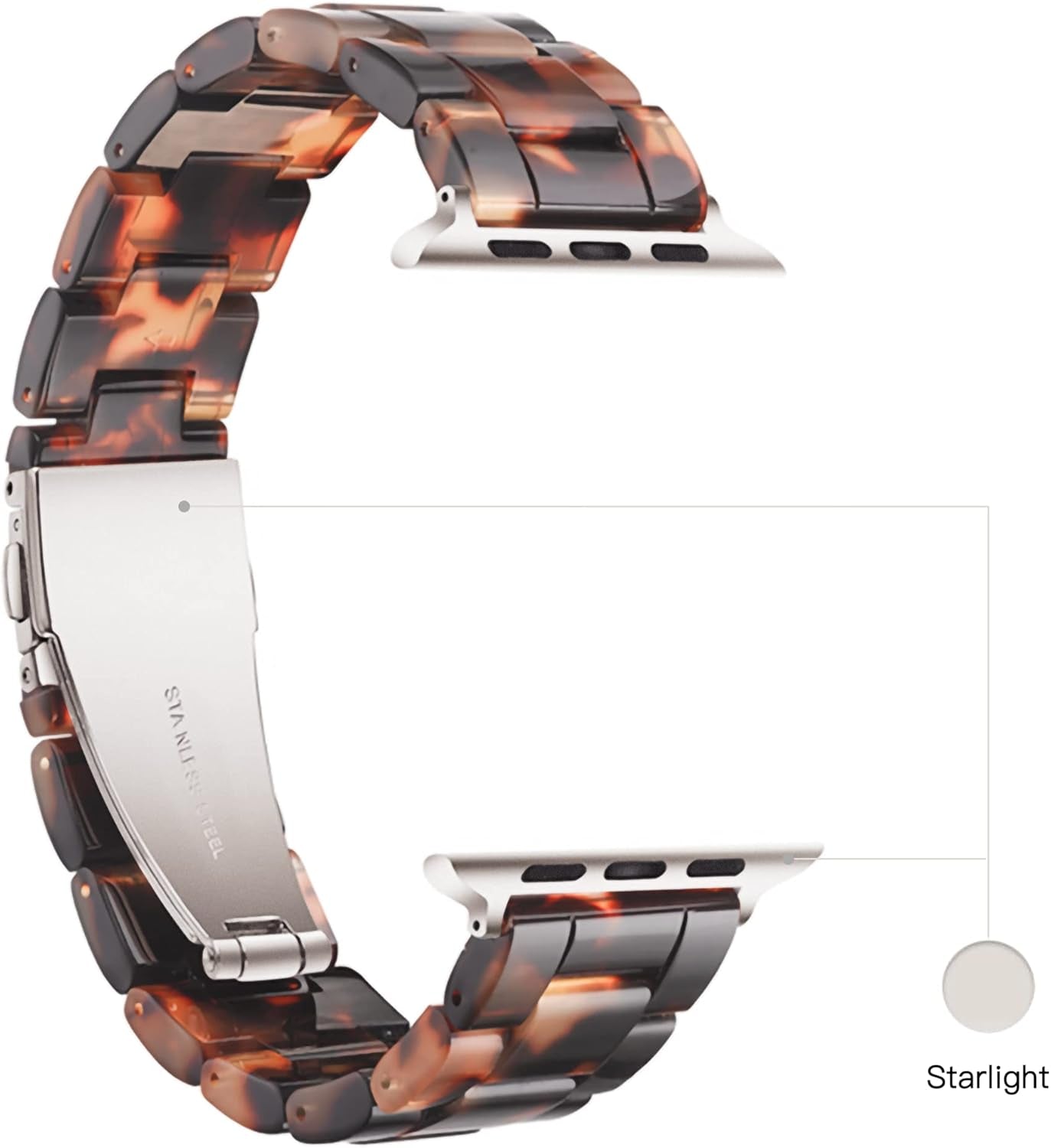 Light Apple Watch Band-Fashion Resin Iwatch Bands Bracelet Compatible with Stainless Steel Buckle for Apple Watch Ultra 2 1 Series 9 Series 8 7 Series 6 Series SE Series 5 Series 4 Series 3 Series 2 1