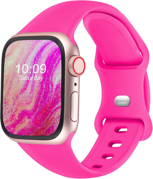 Sport Bands Compatible with Apple Watch 38Mm 40Mm 41Mm 42Mm 44Mm 45Mm 49Mm, Soft Silicone Replacement Sport Accessory Strap Wristband for Iwatch Series Ultra 9 8 7 6 5 4 3 2 1 SE Women Men