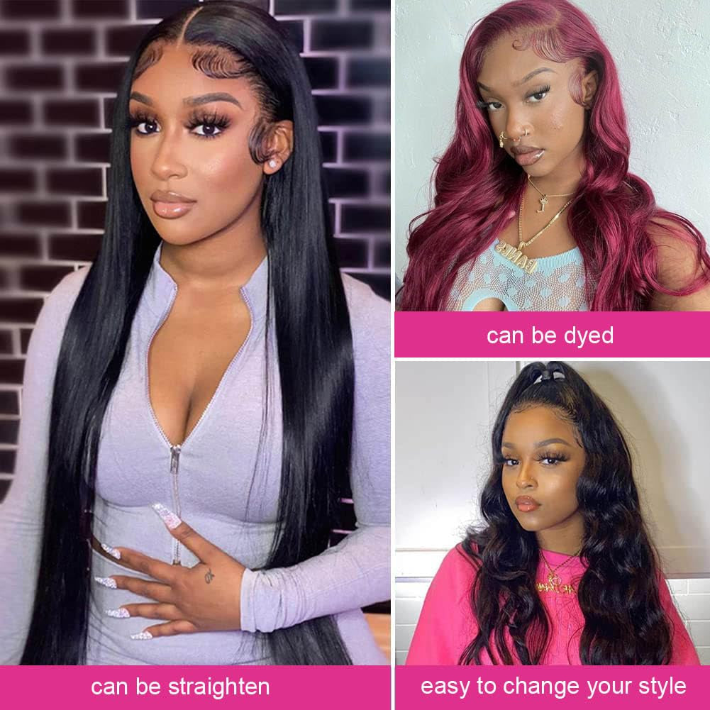 Body Wave Human Hair Bundles with Closure (16 18 20 +14) Brazilian 2X6 HD Lace Closure with Bundles 10A Grade Unprocessed Virgin Hair Bundles with Closure Natural Black Color