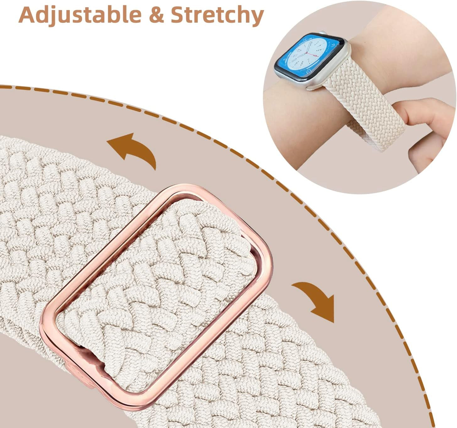 Stretchy Braided Solo Loop Compatible with Apple Watch Band 38Mm 40Mm 41Mm 42Mm 44Mm 45Mm 49Mm for Women Men, Adjustable Straps Elastic Sport Wristbands for Iwatch Series 9 8 7 6 5 4 3 2 1 Ultra SE