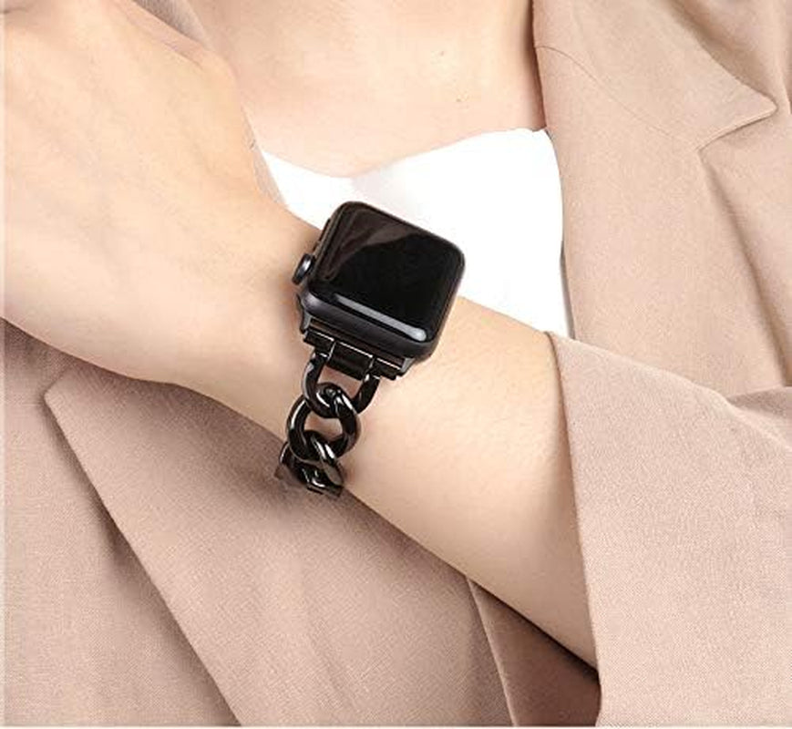 38/40/41Mm 42/44/45Mm Cool Women Chain Smartwatch Bands Compatible for Apple Watch Bands Series 9/8/7/6/SE/5/4 Stylish Replacement Watch Strap for Iwatch 9/8 Bracelet Gift to Her