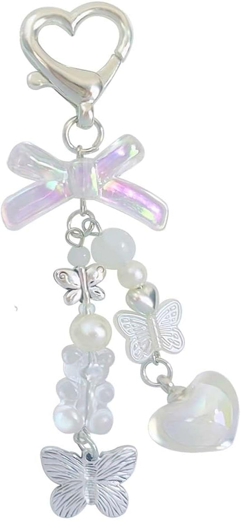 Cute Keychain Aesthetic Y2K Keychain Accessories Heart Butterfly Strawberry Bear Key Chain for Keys Bags Women Gifts