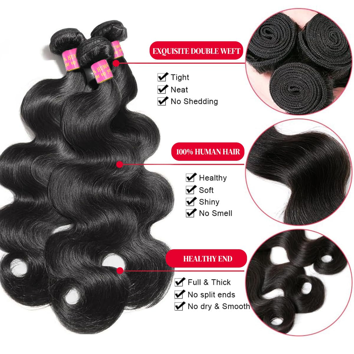 10A Body Wave 3 Bundles with Frontal Human Hair Bundles with Lace Frontal (18 20 22+16, Natural Black) Brazilian Body Wave Hair Virgin Hair Ear to Ear 13X4 Frontal Natural Black