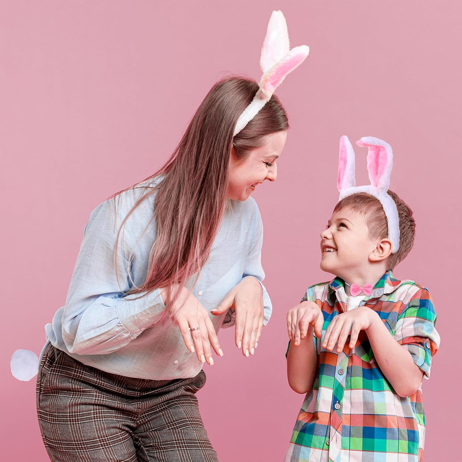 3 Pcs Bunny Rabbit Costume Set, Headband Rabbit Ear Headbands Easter Party Headband Bunny Costume Hairbands White and Pink Bunny Cosplay Costume Accessories