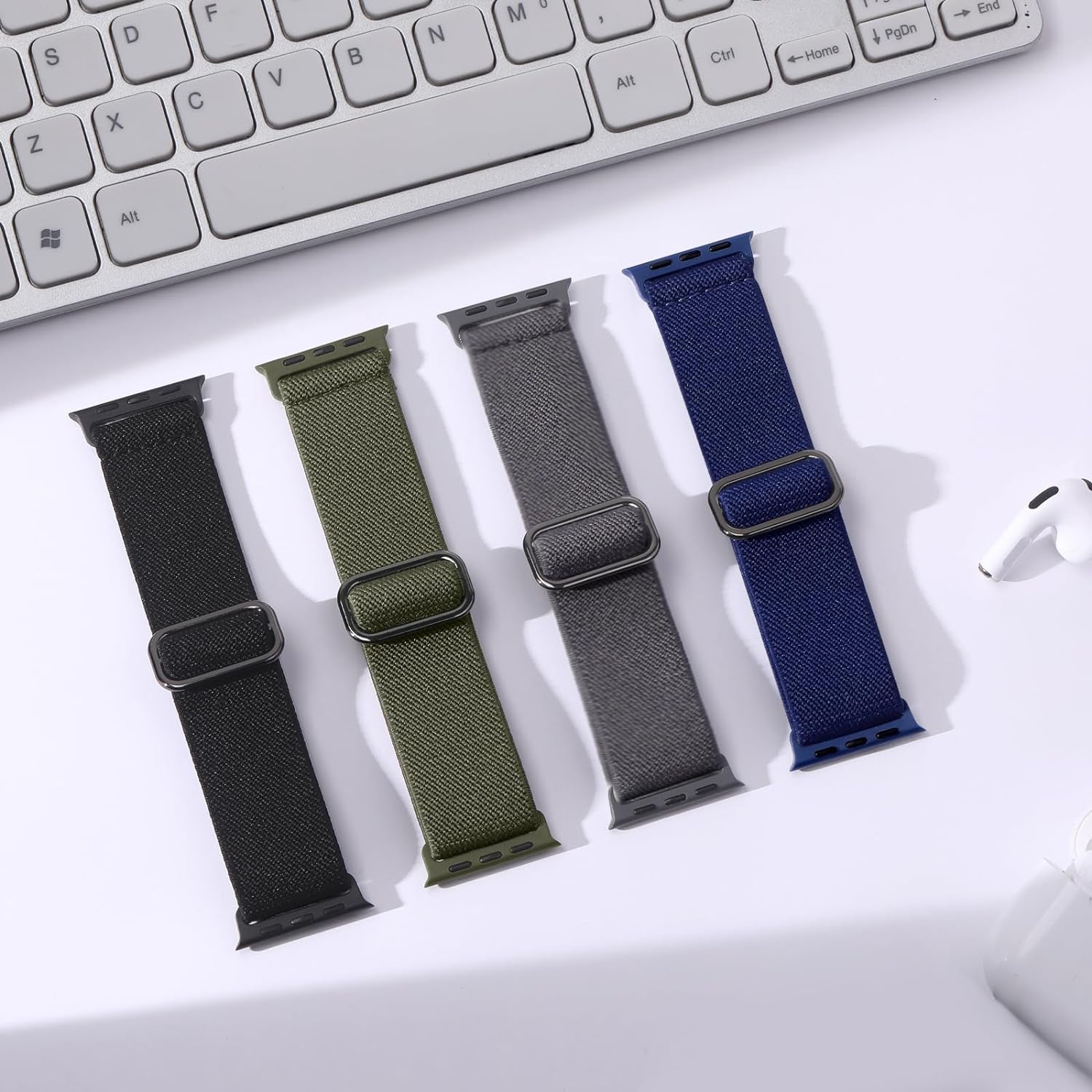 Stretchy Solo Loop Compatible with Apple Watch Band 44Mm 40Mm 41Mm 45Mm 38Mm 49Mm 42Mm for Women Men, Soft Nylon Elastic Braided Sport Strap for Iwatch Series 9 8 7 6 5 4 3 2 1 SE Ultra 2 Ultra