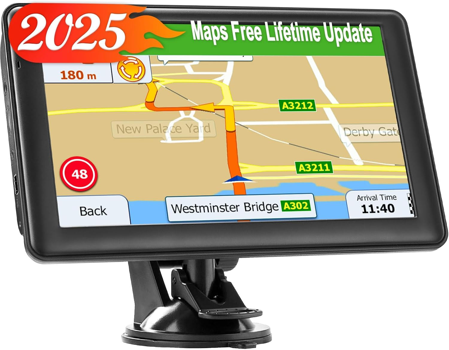 GPS Navigator for Car Truck, GPS Commercial Drivers 2025 Trucker GPS for Semi Truck with 7 in GPS Navigation Systems(Map Free Lifetime Updates), Voice Assist, Speed Limit Warnings TRUCK DRIVER