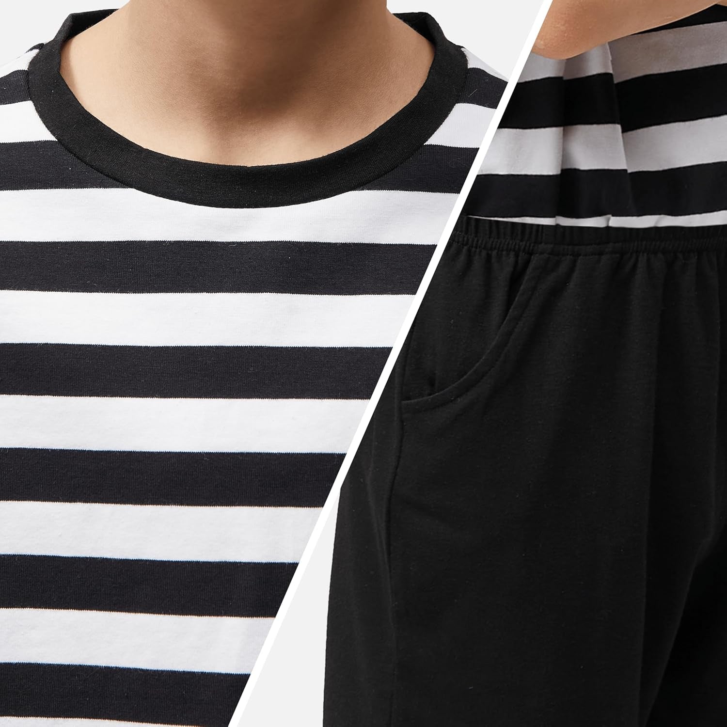 Halloween Kids Costume for Boys, Black and White Striped Shirt for Halloween Costume Cosplay Parties