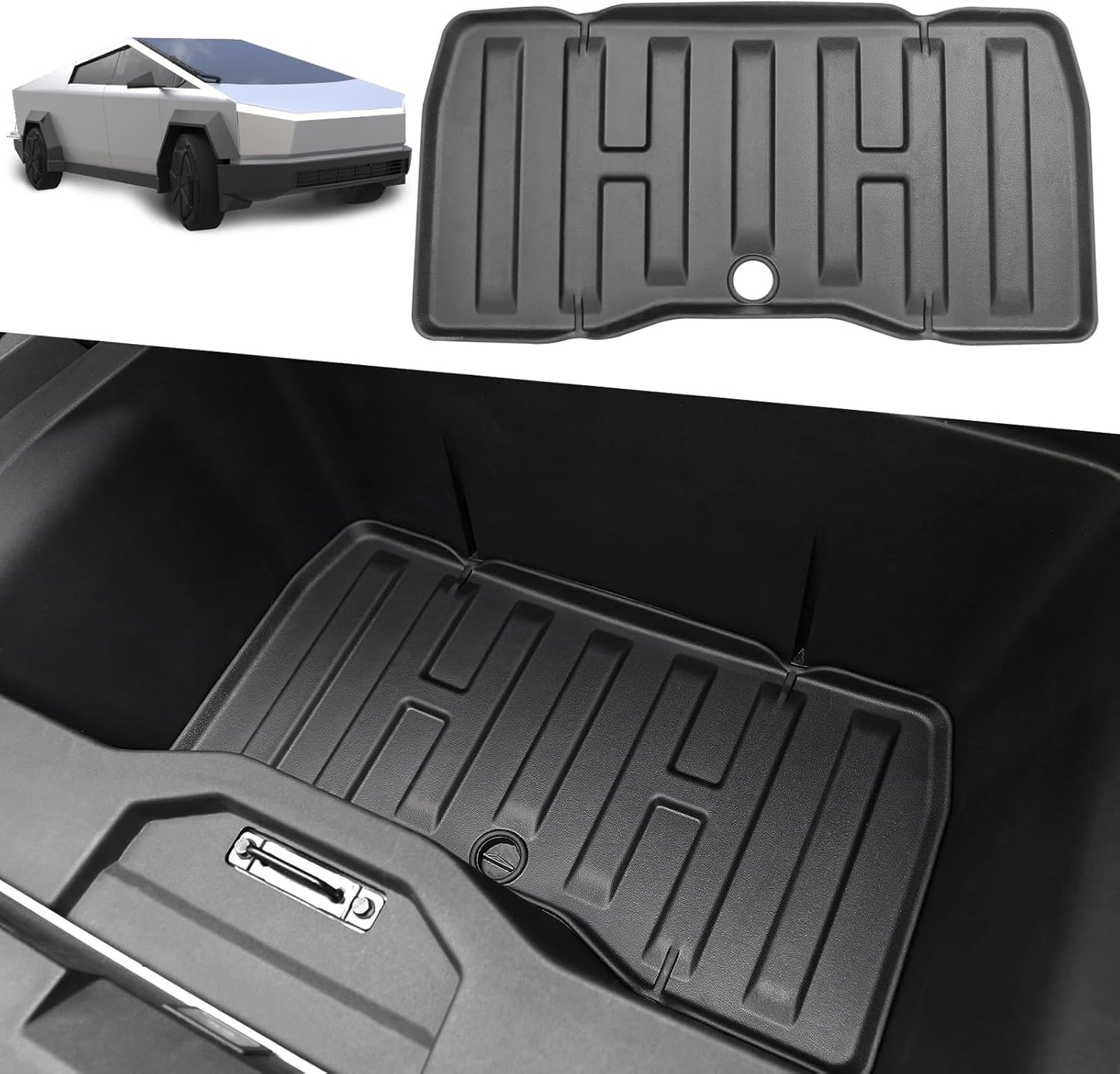 Trunk Bed Mat Compatible with Tesla Cybertruck 2024, Divider Fit All Weather TPE Waterproof Pickup Cargo Bed Liner for Cybertruck Accessories 3Mm (Truck Bed Mat)