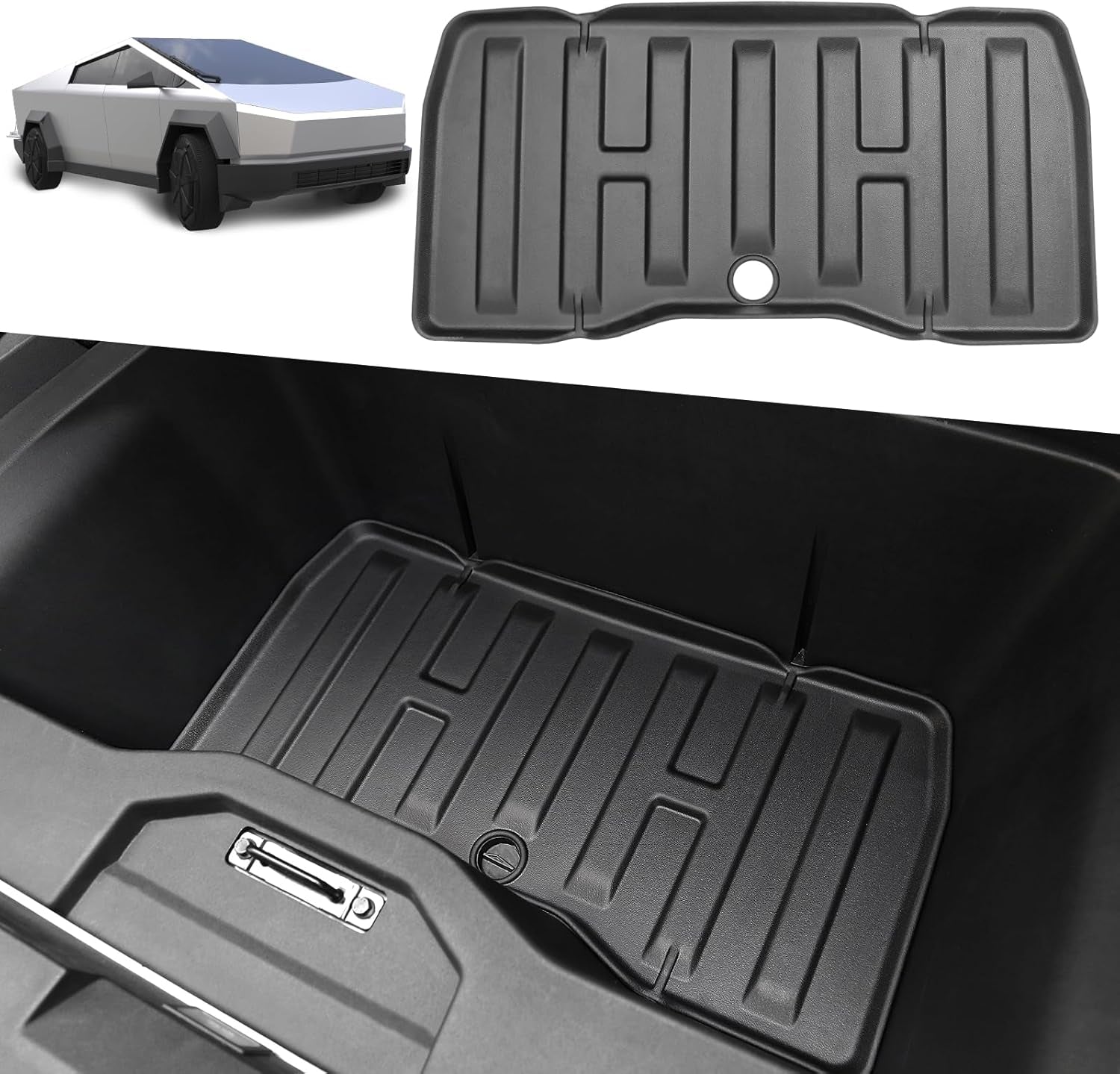 Trunk Bed Mat Compatible with Tesla Cybertruck 2024, Divider Fit All Weather TPE Waterproof Pickup Cargo Bed Liner for Cybertruck Accessories 3Mm (Truck Bed Mat)