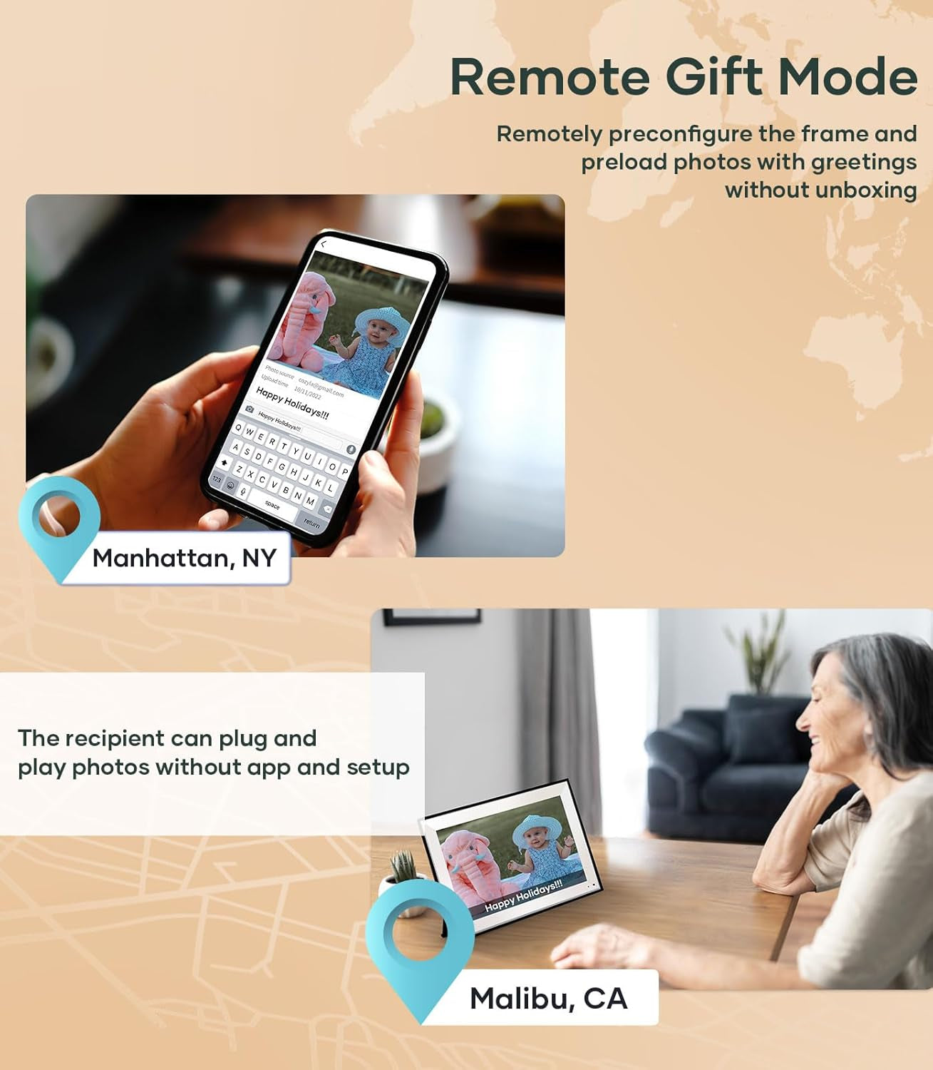 Digital Picture Frame Wifi Battery Powered Free Unlimited Storage Ai-Powered Send Pictures via Google Photos Email Web Browser App Digital Photo Frame Electronic Picture Frame Slideshow 10.1"