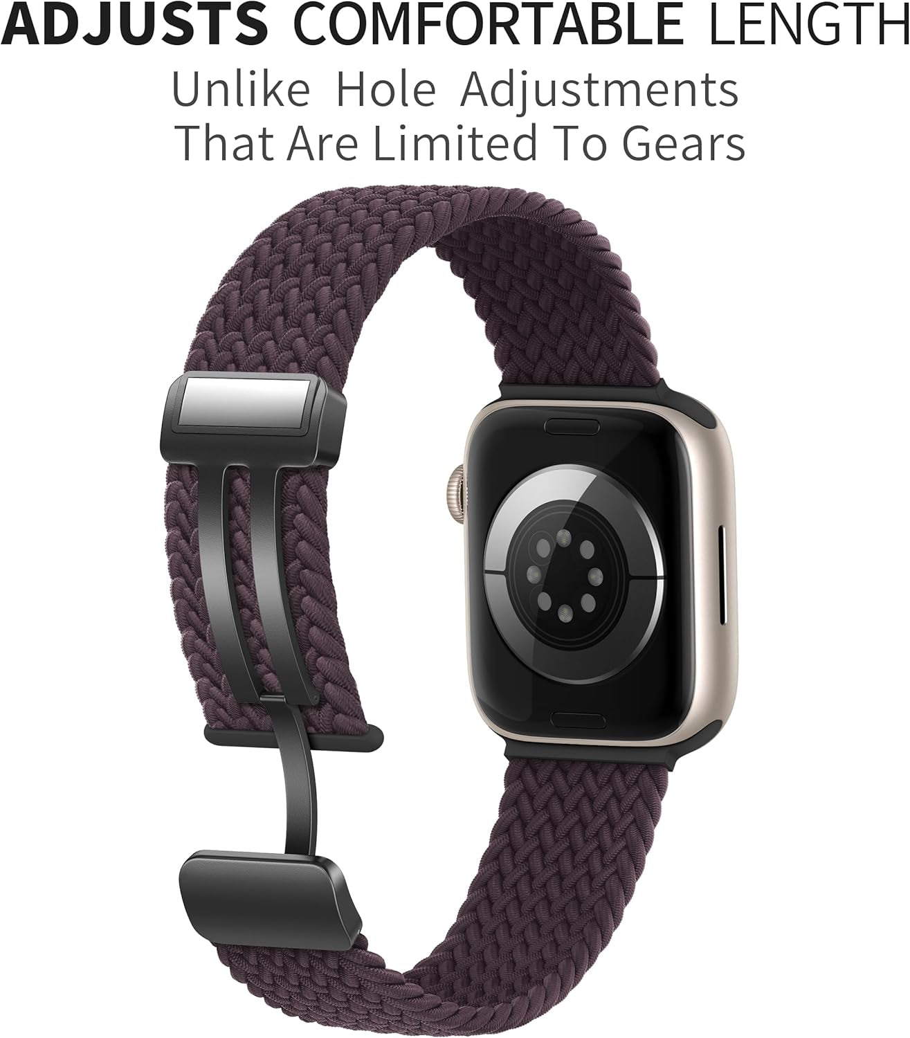 Magnetic Nylon Braided Stretchy Sport Solo Loop Band for Apple Watch, Soft Elastic Fabric Cloth Strech Strap Compatible with Iwatch SE Series 9/8/7/6/5/4/3/2, 38Mm 40Mm 41Mm