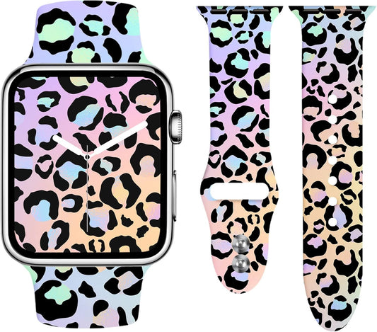 Leopard Print Compatible with Apple Watch Band for Women 38Mm 40Mm 41Mm, Cheetah Print Sport Strap for Iwatch Series SE 8 7 6 5 4 3 2 1, Gradient Leopard
