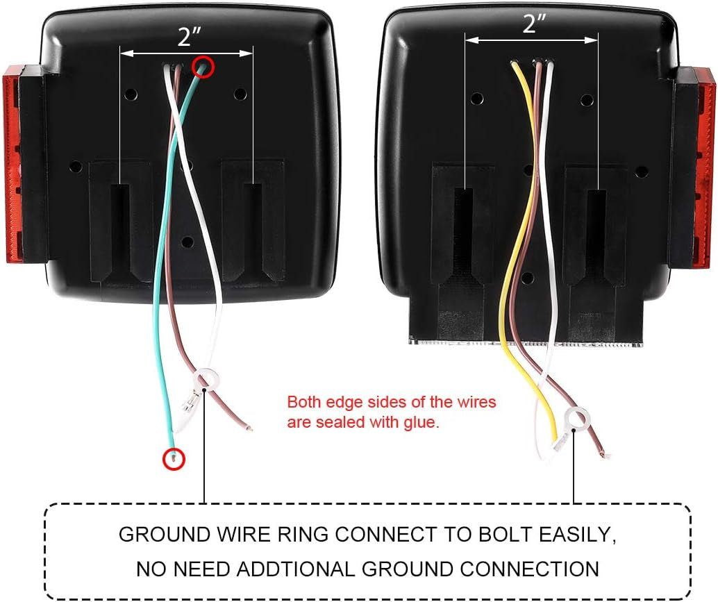 12V LED Submersible Left and Right Trailer Lights Stop Tail Turn Signal Lights for under 80 Inch Boat Trailer Truck RV Marine-Replacement for Your Incandescent Bulb Units