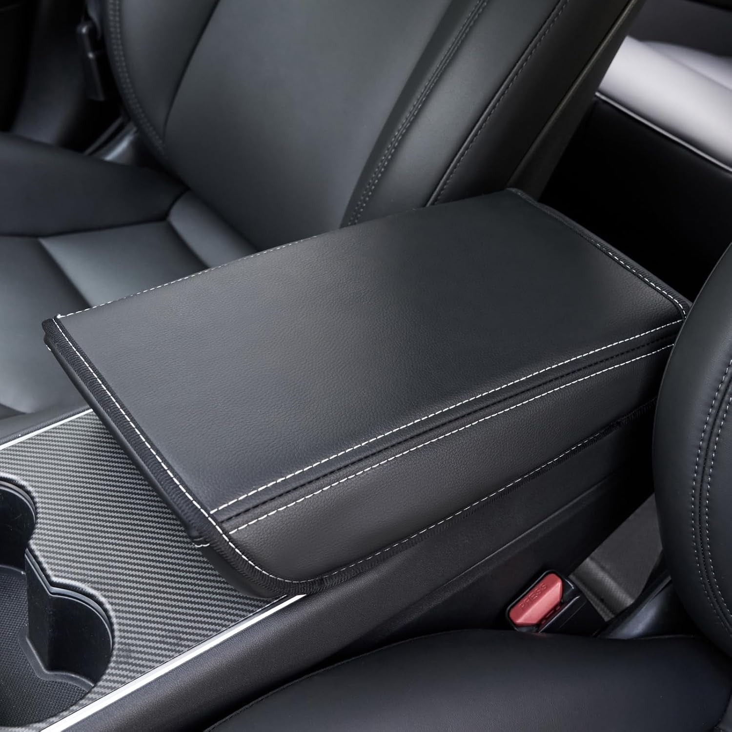 Tesla Model 3/Y Armrest Accessories -  Center Console Cover for Tesla - Car Armrest Box Cover Decoration Interior for Model 3 2017-2022 2023 2024 or Model Y 2020-2022 2023 2024 - Black