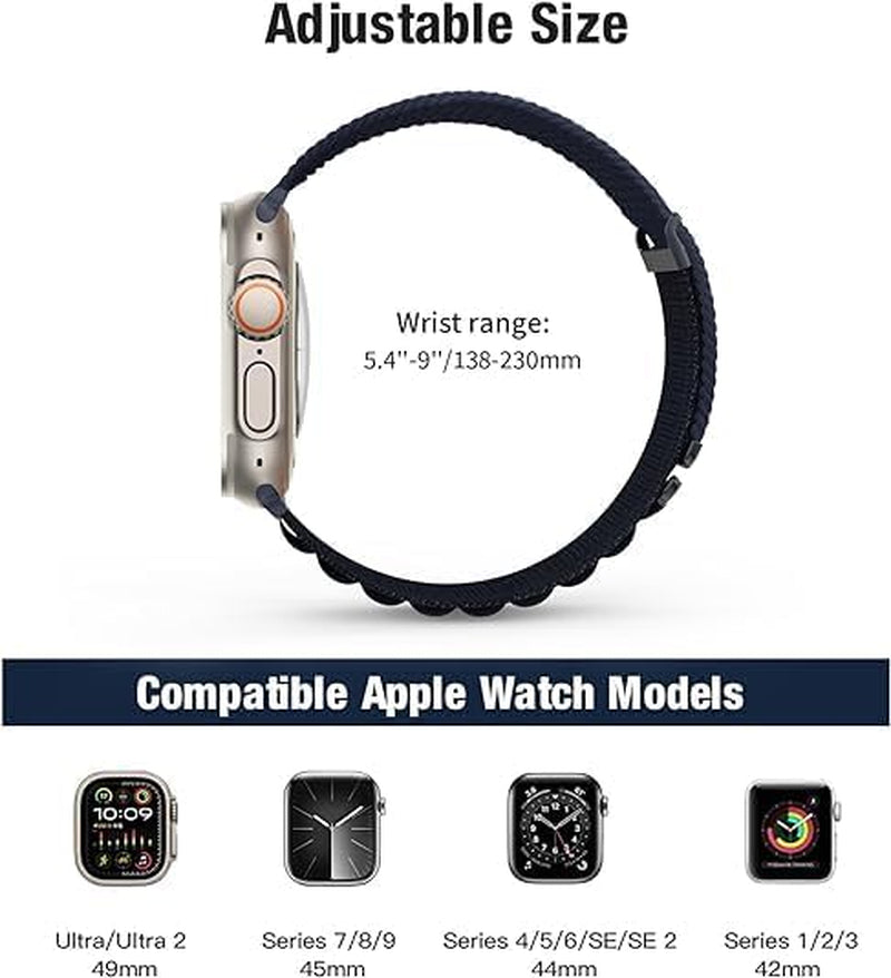 Alpine Loop Nylon Band - for Apple Watch Ultra 2/Ultra Band 42/44/45/46/49Mm, with Metal C-Hook Strap, Elastic and Adjustable, Compatible with Iwatch Ultra 2/Ultra/Se/Series 10 9 8 7 6 5 4 3 2 1
