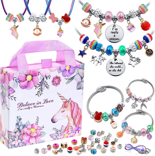 Charm Bracelet Making Kit, a Unicorn Girls Toy That Inspires Creativity and Imagination, Crafts for Ages 8-12 with Jewelry Making & Art Kit Perfect Gifts, Self-Expression!