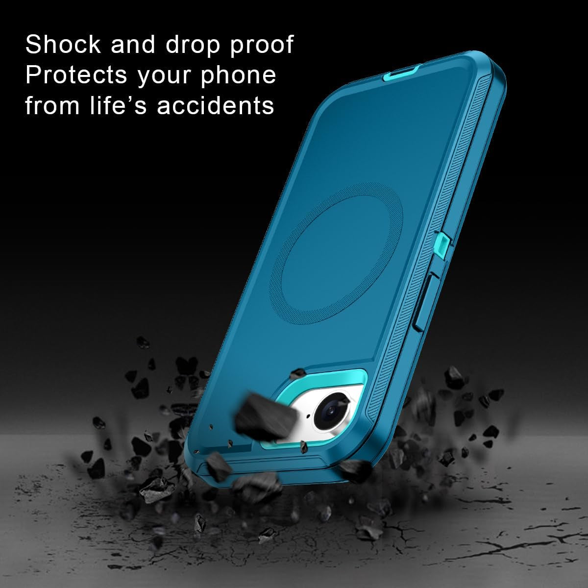 For Iphone 16E Case [Compatible with Magsafe] Shockproof 3-Layer Full Body Protection [Without Screen Protector] Rugged Heavy Duty Cover Case for Apple Iphone 16E 6.1",Turquoise