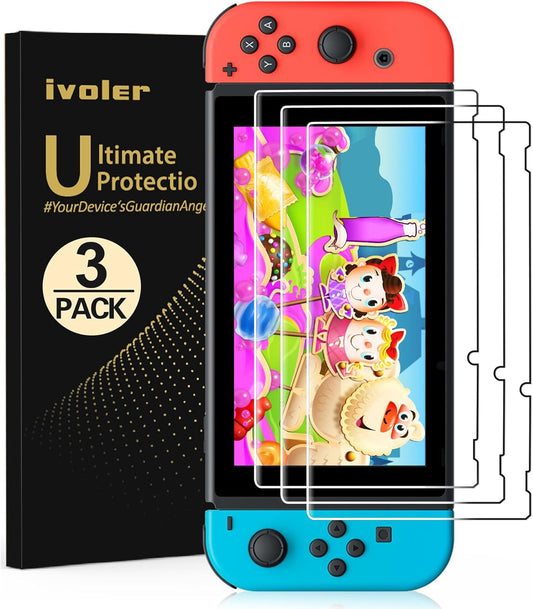 3-Pack Screen Protector Tempered Glass for Nintendo Switch 6.2'', Transparent HD Clear Anti-Scratch Screen Protector Compatible Nintendo Switch 6.2''