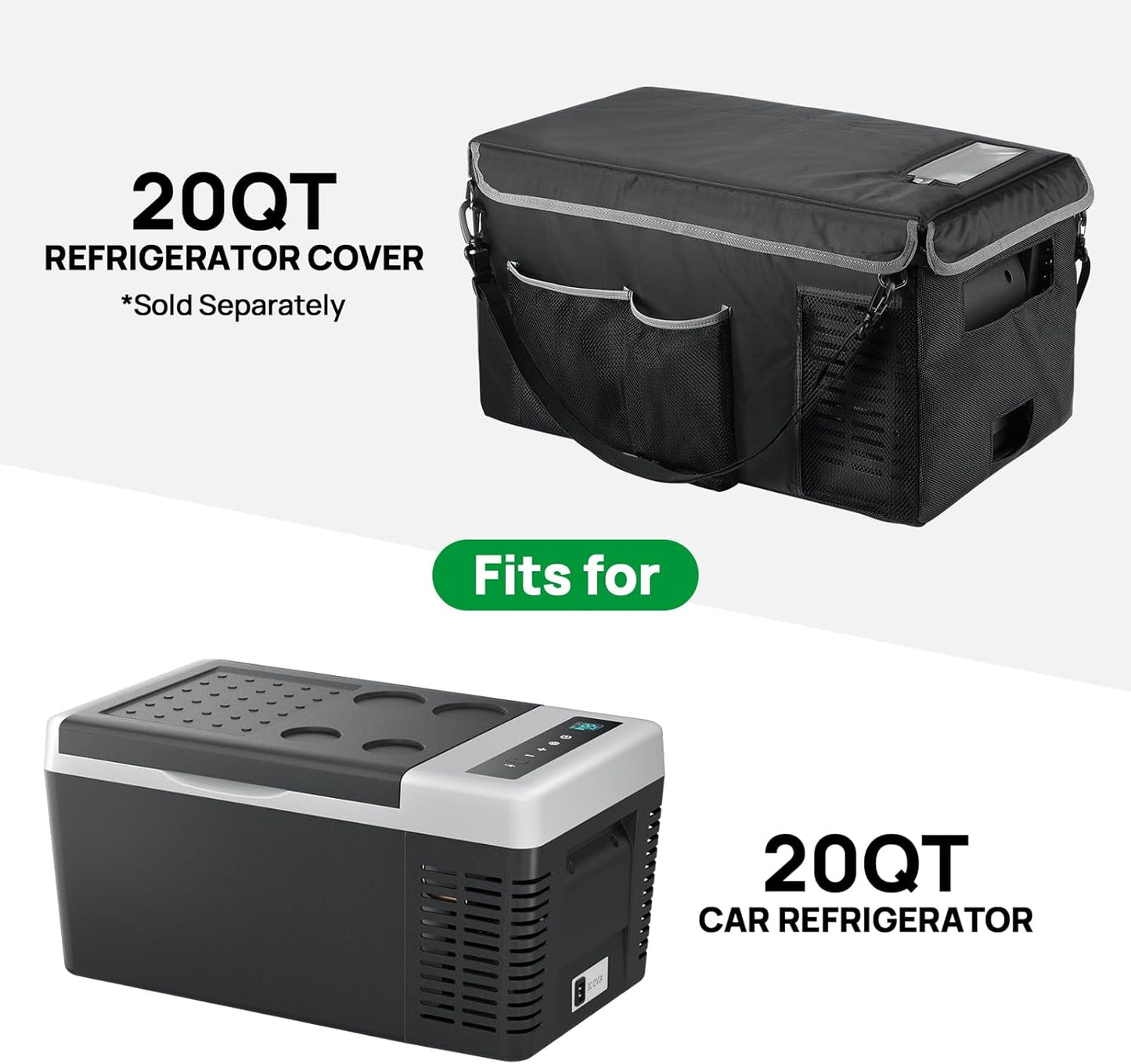 12 Volt Refrigerator, 20 Quart(18L) Portable Freezer, 12V Car Fridge(-8℉~50℉), Compressor Cooler for Camping, Road Trip, Travel, Van, Truck, RV, Boat, Outdoor, Home, 12/24V DC & 100~240V AC TRUCK DRIVER