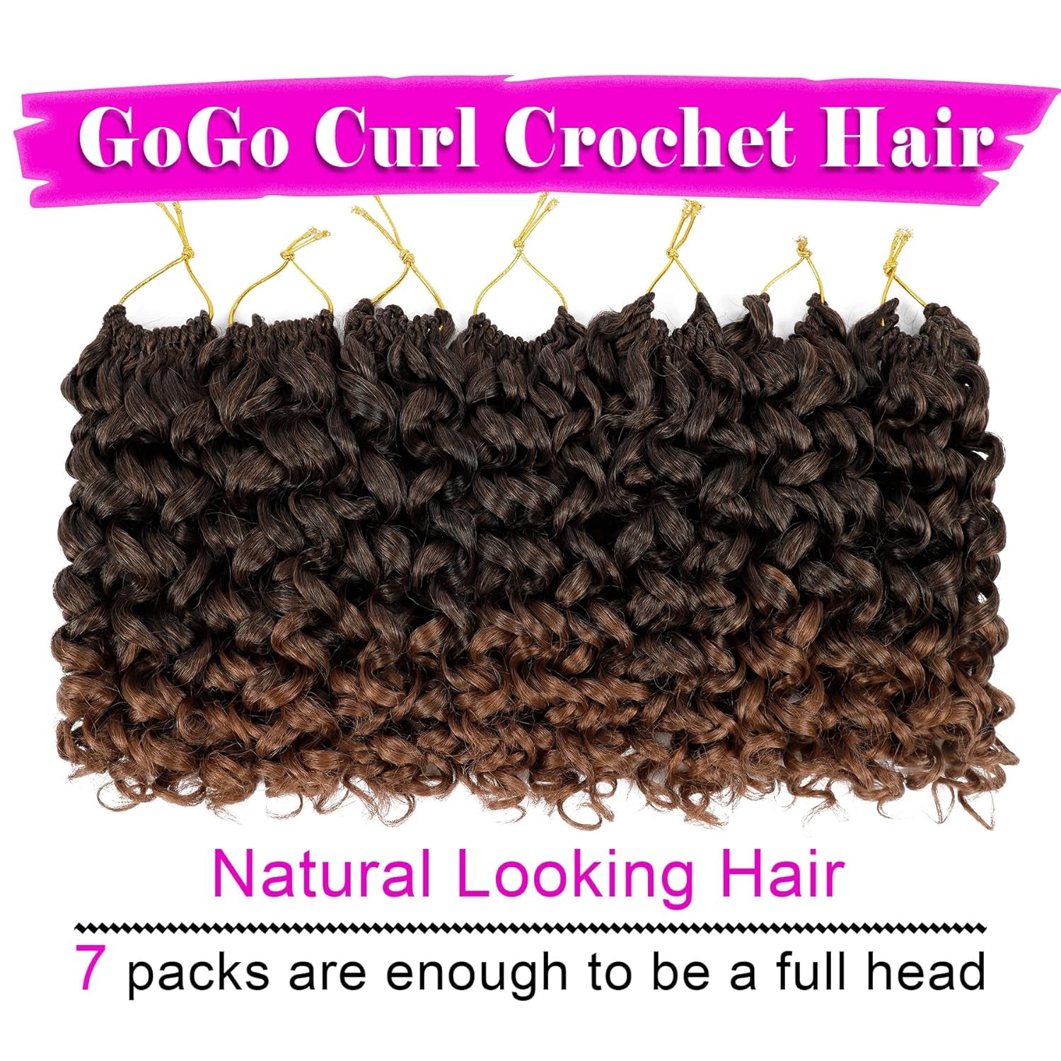 7 Packs Gogo Curl Crochet Hair 10 Inch Short Curly Crochet Hair for Women Beach Curl Water Wave Deep Twist Crochet Braids Synthetic Braiding Hair Extensions(10 Inch, T1B/30)