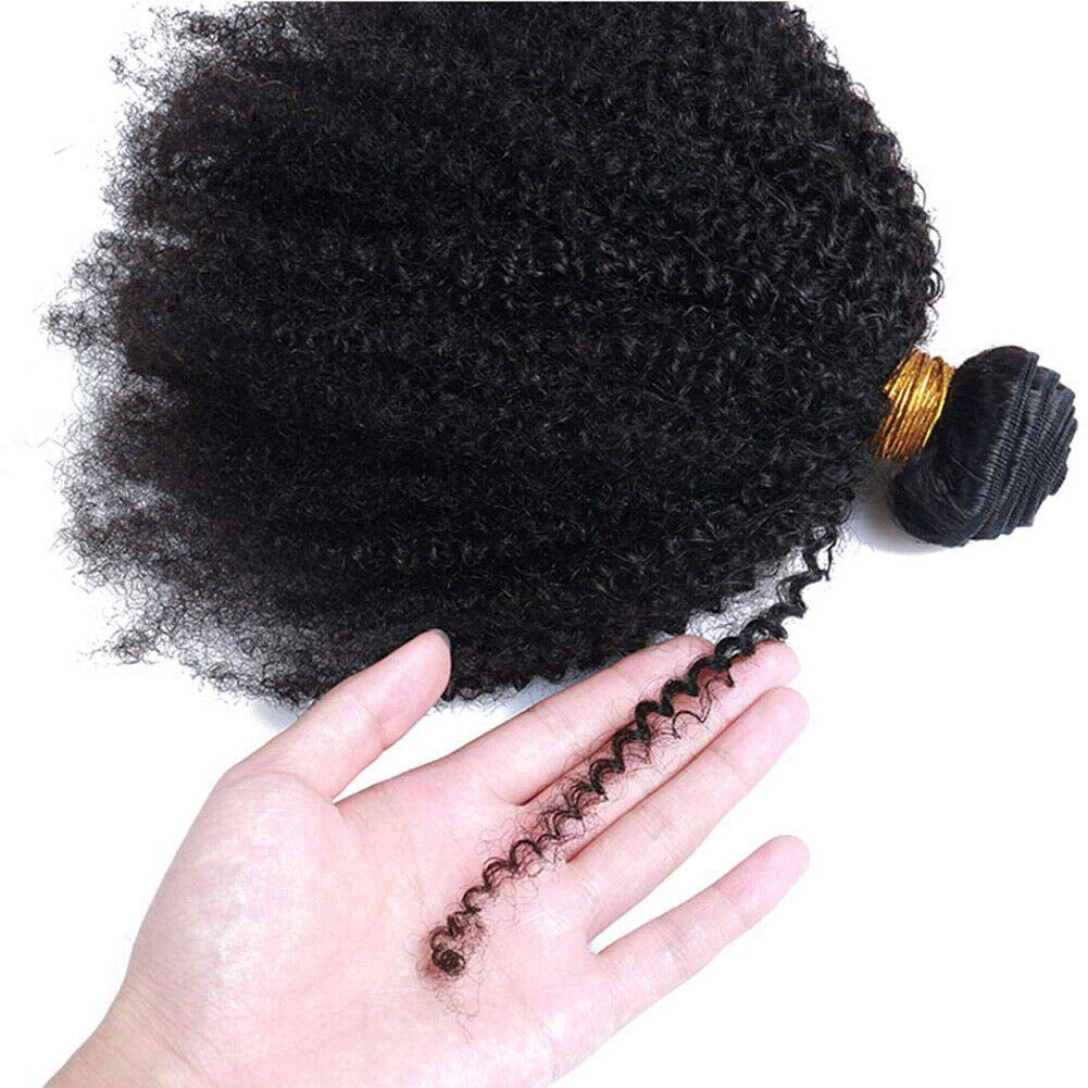 Mongolian Afro Kinky Curly Bundles Human Hair 4B 4C Afro Kinky Human Hair Bundles 8 10 12 Inch Curly Weave Bundles Unprocessed Virgin Hair Afro Curly Hair Extensions for Black Women Natural Color
