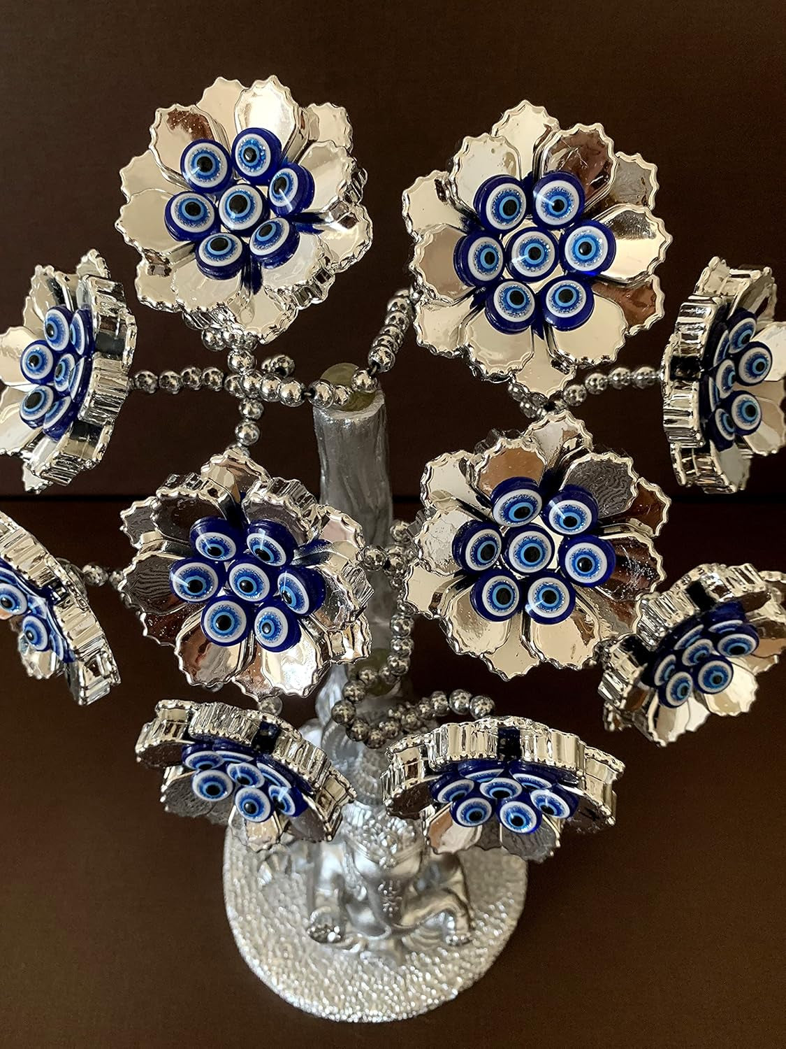 Turkish Nazar Blue Evil Eye Tree with Hindu Ganesha God Design Protection Blessing Home Office Decor-T12
