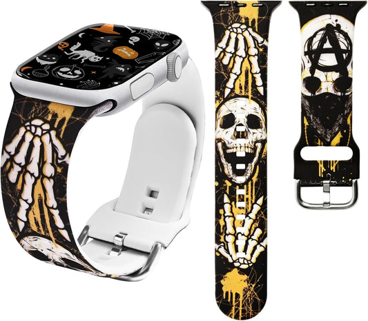 Halloween Compatible with Apple Watch Band 40Mm for Women Girl, Silicone Strap for Apple Watch Bands Gift 38Mm 41Mm, Soft Festival Bands for Iwatch Bands Series 10 9 8 7 6 5 4 3 2 1 SE Men Boy