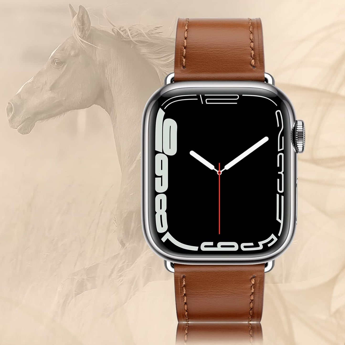 Genuine Leather Band Compatible with Iwatch Bands 49Mm 45Mm 44Mm 42Mm Men, Soft Grain Leather Wristbands Replacement Straps Compatible for Iwatch Ultra Series 8/7/6/5/4/3/2/1/SE
