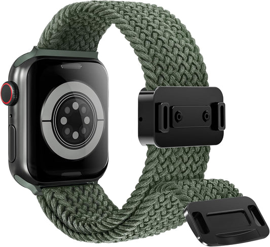 Magnetic Stretchy Watch Band Compatible for Apple Watch Band 38Mm 40Mm 41Mm,Comfortable Adjustable Straps Wristbands for Iwatch Series 9 8 7 6 5 4 SE 3 2 1 Ultra 1 2 Women Men, Army Green