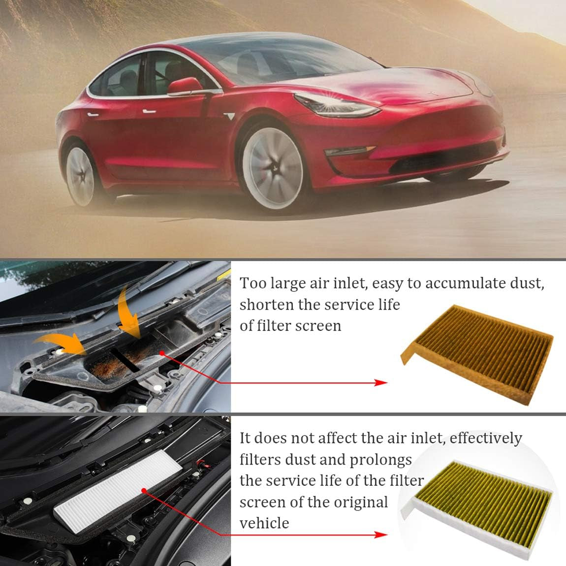 Air Intake Filter Inlet Vent Compatible with Tesla Model 3 Accessories (Until 2020 Version)……
